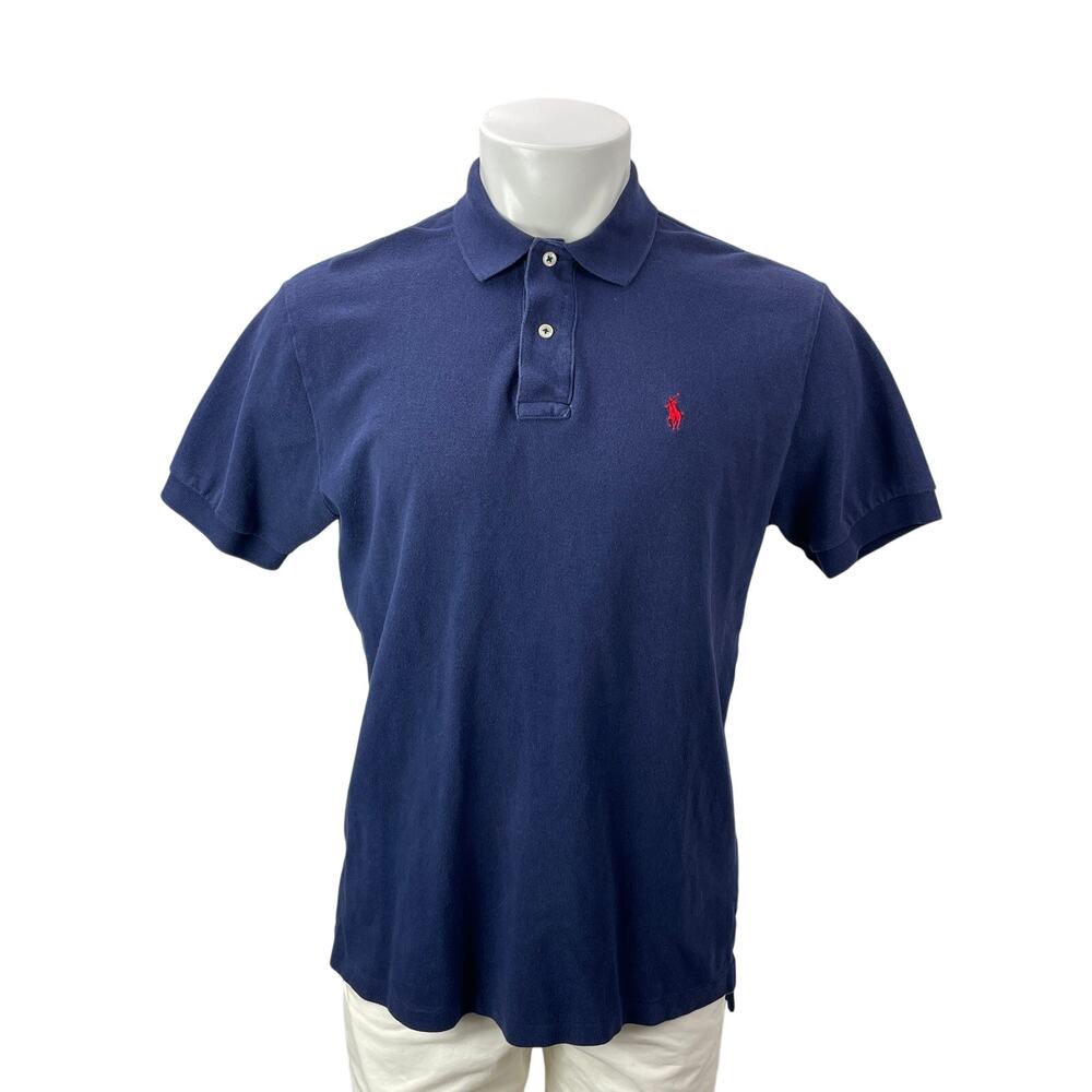 Polo Ralph Lauren Mens Navy Blue Short Sleeves Embroidered Logo Polo Shirt Top M